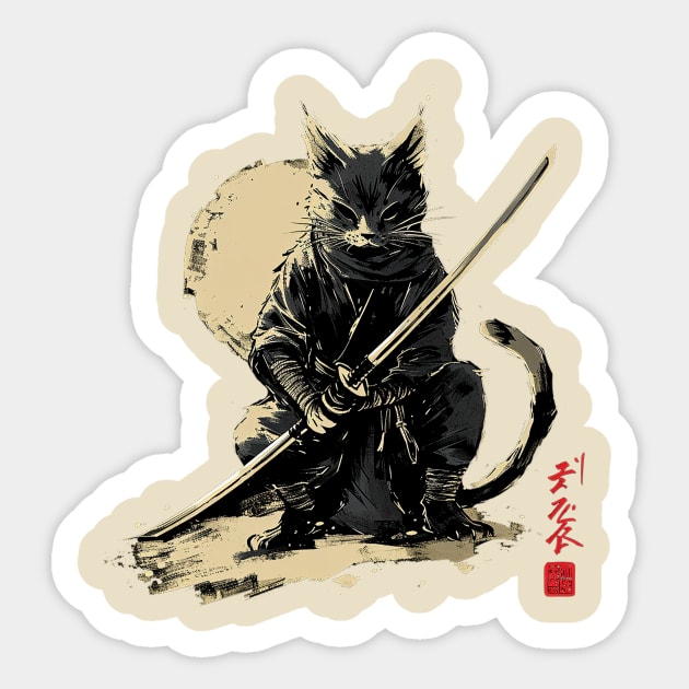 samurai cat Sticker by Ninja banana